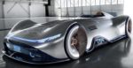 Silver concept car, Mercedes Benz EQ Silver Arrow in hangar