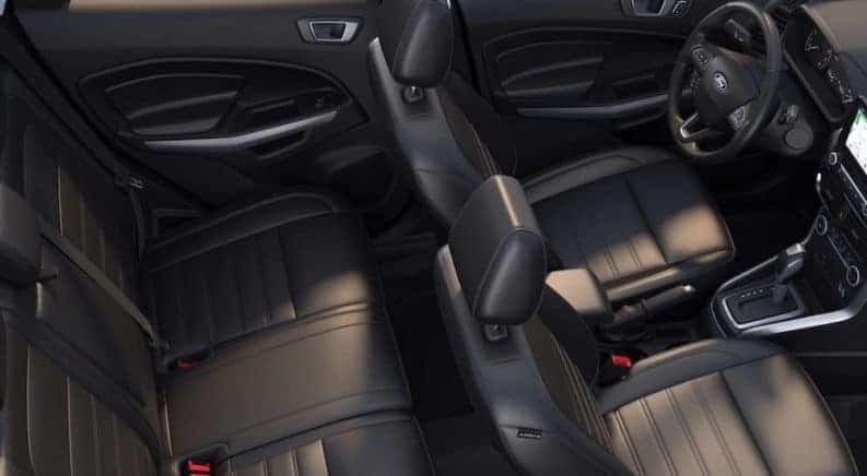 Black leather 2018 Ford Ecosport interior, 2 rows of seats