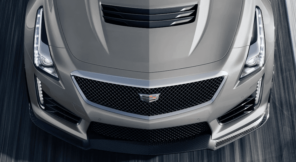 Gray 2019 Cadillac CST V hood from top