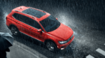 Red 2019 Volkswagen in rain from top