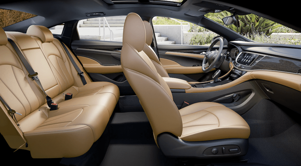 Black and tan leather interior of 2019 Buick LaCrosse