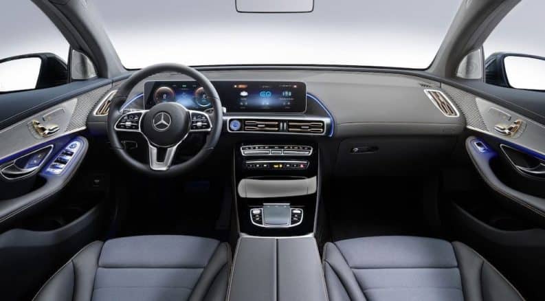 The high tech interior of the 2020 Mercedes EQC