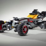 The Chevy Lego Batmobile is shown on a white and grey backdrop.