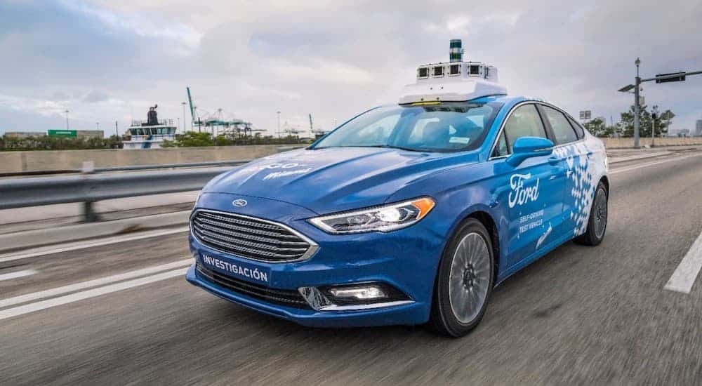 The Ford self driving vehicle is driving through Miami in current auto news.