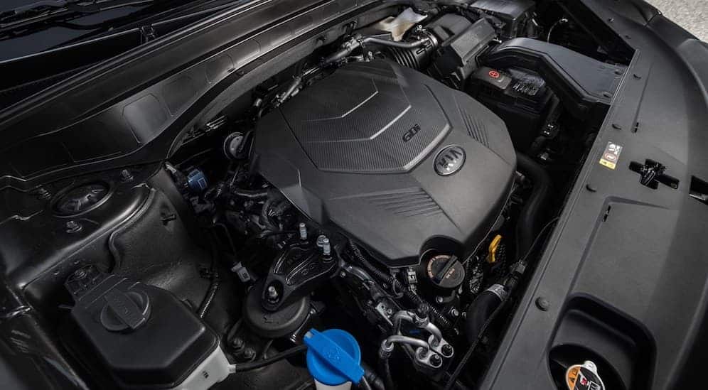 A close up is shown of the engine on a 2021 Kia Telluride after winning the 2021 Kia Telluride vs 2021 Toyota Highlander battle.