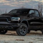 A black 2020 Ram 1500 Rebel is parked in the desert after winning the comparison of 2020 Ram 1500 (new Ram) vs 2020 Ford F-150.