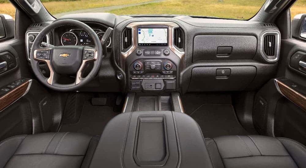 The interior of a 2020 Chevy Silverado 1500 High Country is shown.