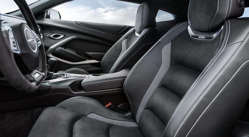 The black and grey 2020 Chevy Camaro interior is shown.