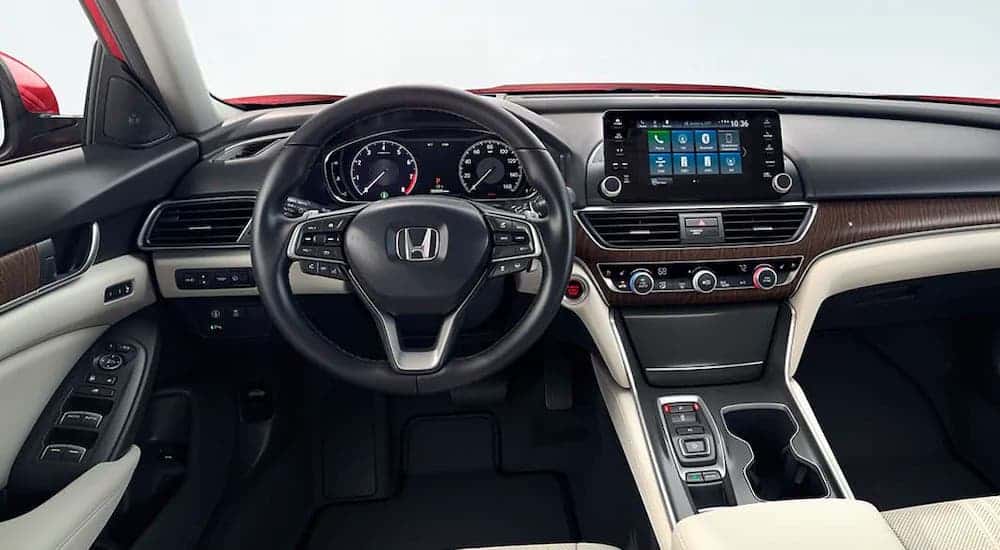 The interior is shown in a 2020 Honda Accord, winner of the 2020 Honda Accord vs 2020 Kia Optima comparison.