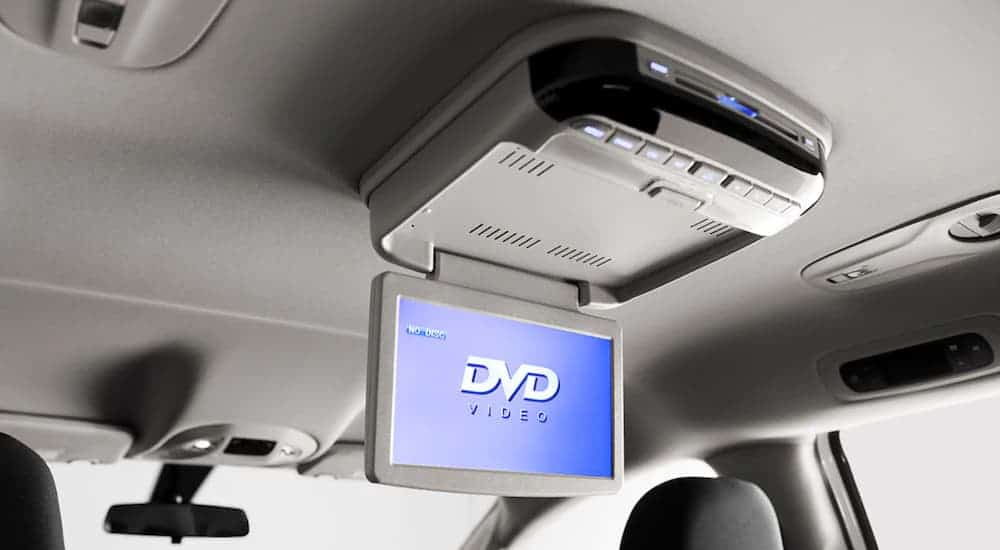 The DVD player drop down is shown in a 2021 Chrysler Voyager.