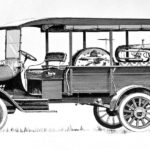 An original Chevy commercial vehicle, a 1918 Chevy Model T one ton truck, is shown from the side in black and white.