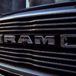 A closeup shows the grille on a 2019 Ram 2500.