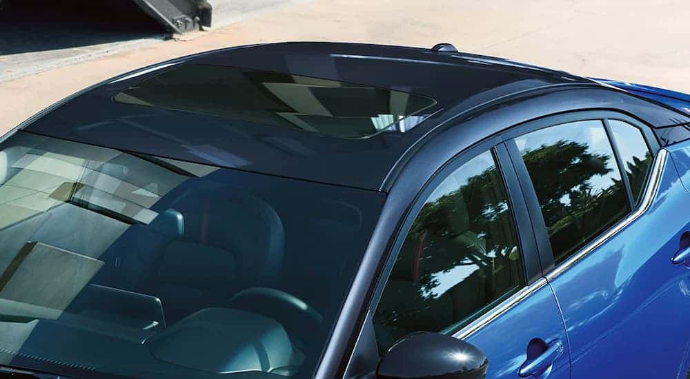 The moonroof on a 2021 Nissan Sentra is shown from a high angle.