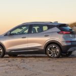 A silver 2022 Chevy Bolt EUV is parked on the beach after winning a 2022 Chevy Bolt EUV vs 2021 Ford Mustang Mach-E comparison.