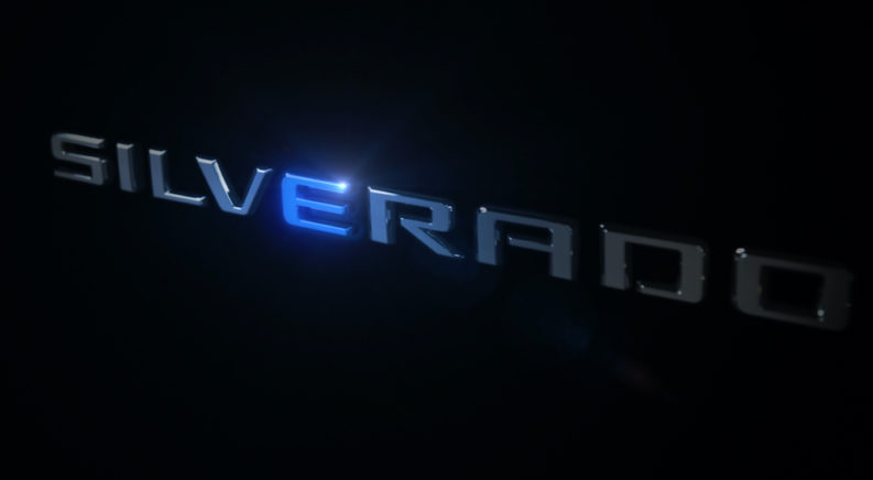 A Chevy Silverado logo is illuminated.