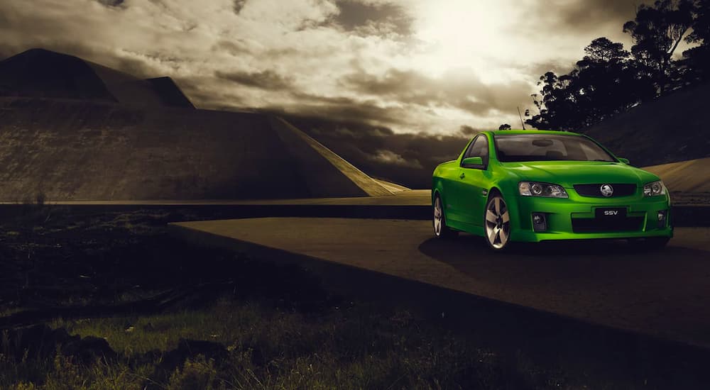 A green 2007 Holden VE SSV UTE is shown angled right.