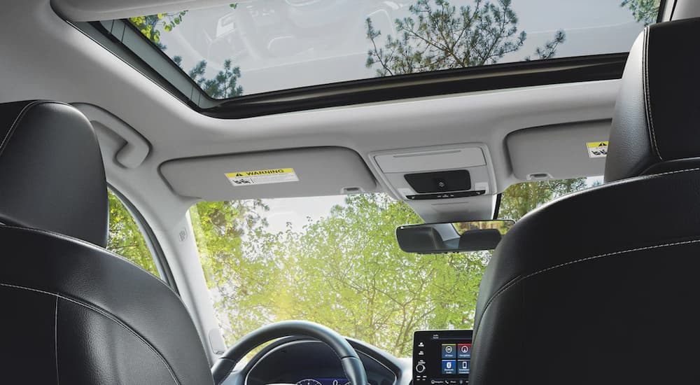The moon roof in a 2022 Honda Civic Touring is shown from a low angle.