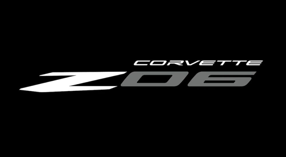 The 2023 Chevy Corvette Z06 logo is shown against a black background.