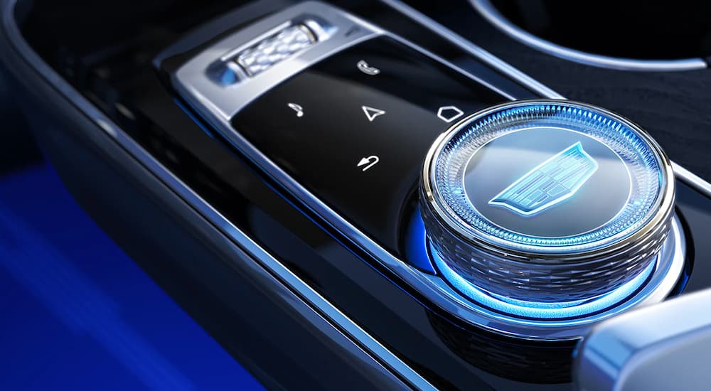 A knob is shown on the center console of a 2023 Cadillac Lyriq.