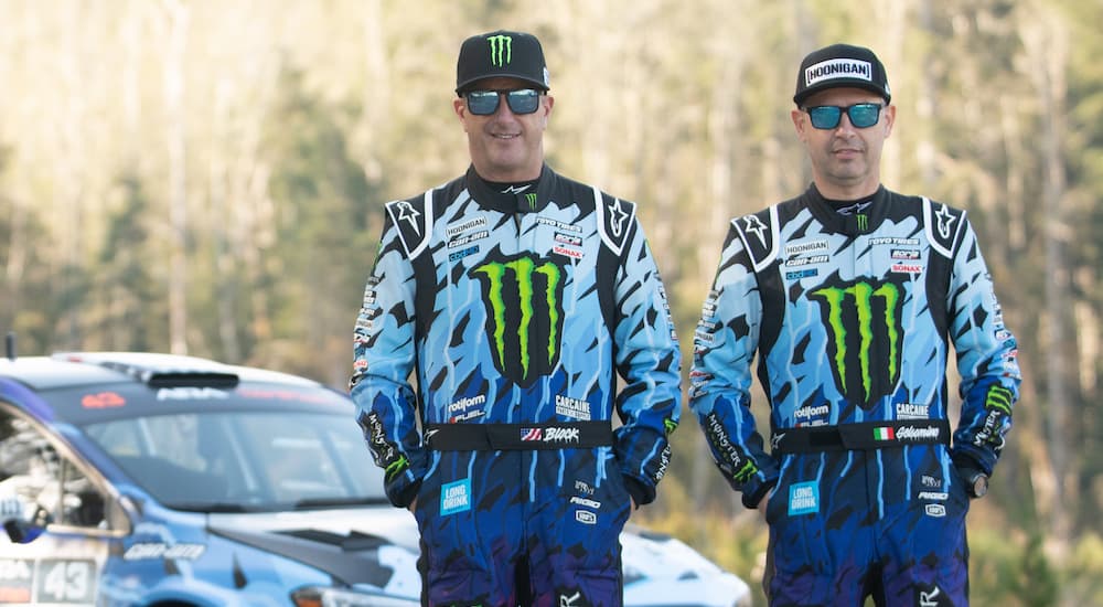 Ken Block is shown next to his co-driver.