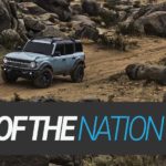 A blue 2021 Ford Bronco is shown with a banner that says 'Car of the Nation.'