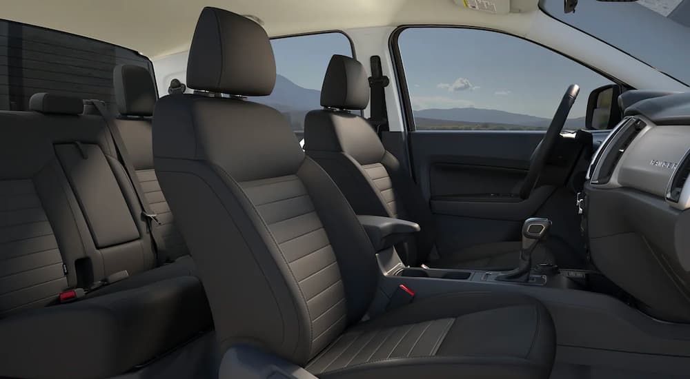 The black interior is shown in a 2023 Ford Ranger.