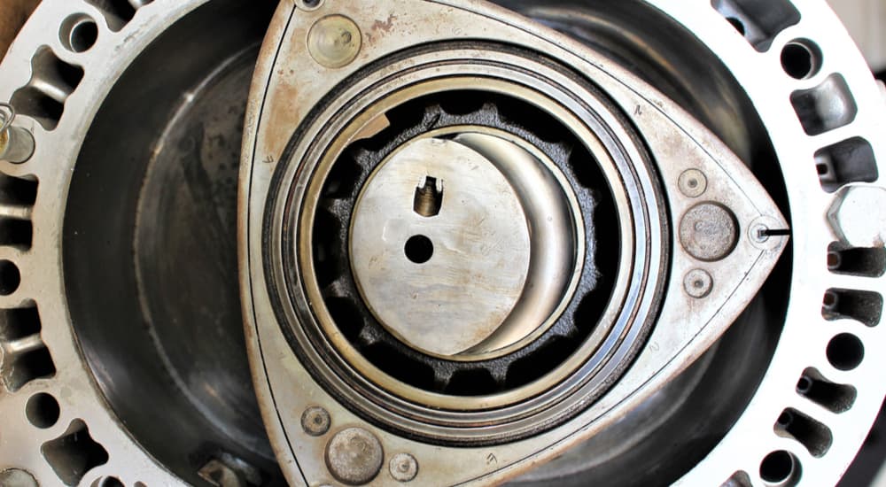 A close up of a rotary engine is shown.