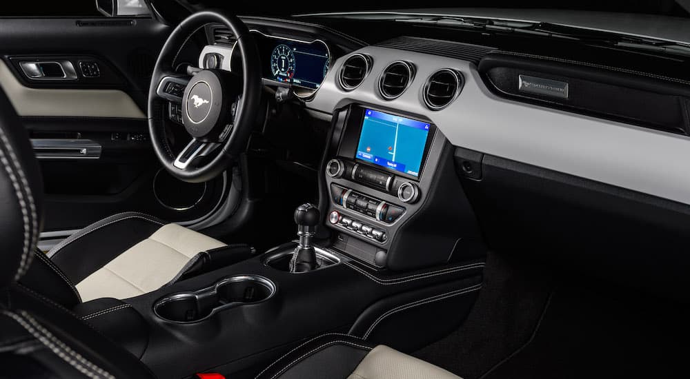 The Interior of a 2022 Ford Mustang GT is shown from the passenger seat.