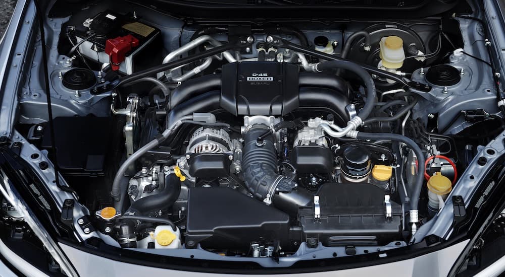 The 2.4L FA-24 Boxer motor of the 2023 Subaru BRZ is shown.
