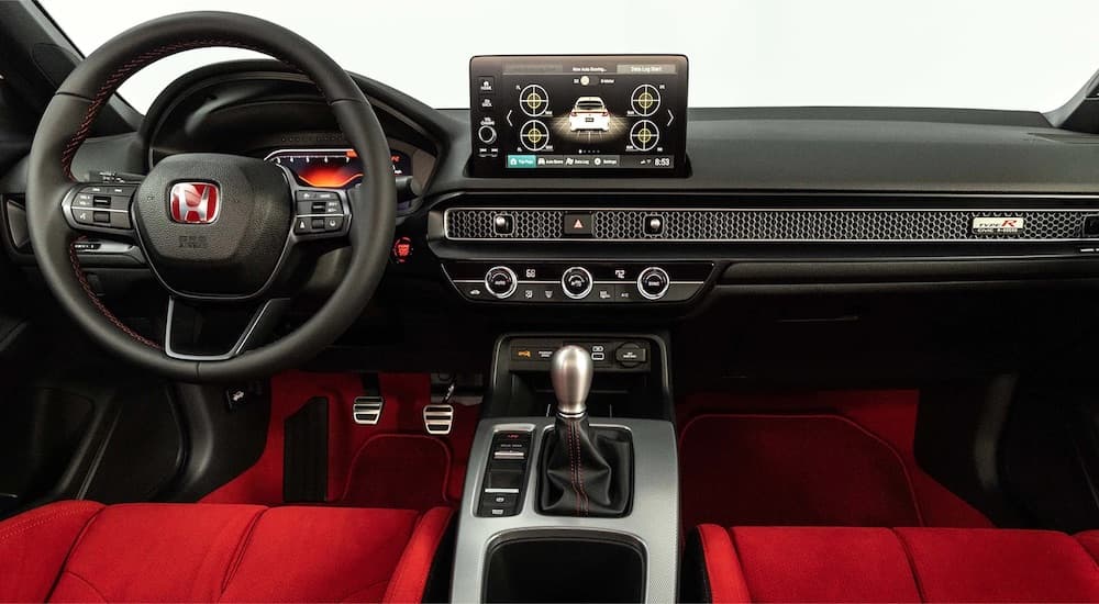 The interior of a 2023 Honda Civic Type R is shown from above the center console.