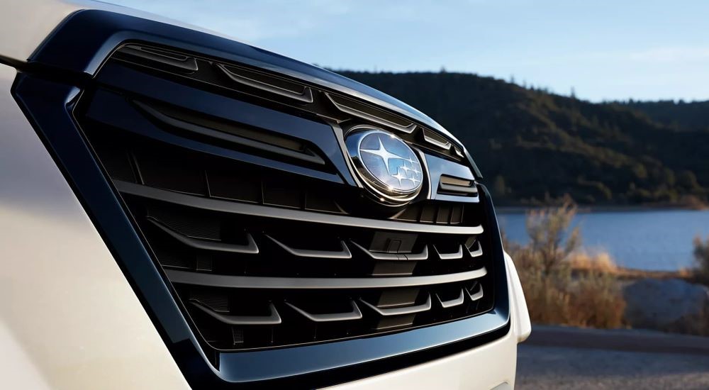 The black grille of a 2023 Subaru Forester is shown.