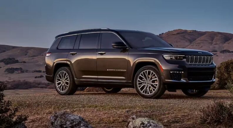 A gray 2023 Jeep Grand Cherokee is shown after reviewing Jeep Grand Cherokee lease deals.