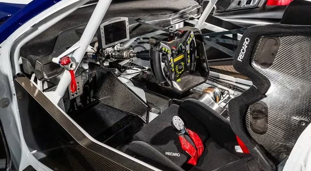 The black interior of a 2024 Ford Mustang GT3 is shown.