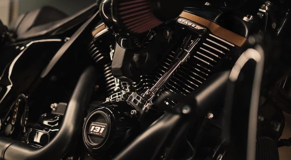A close-up of the engine in a 2023 Road Glide ST.