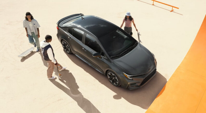 A grey 2025 Toyota Corolla FX is shown from a high angle.