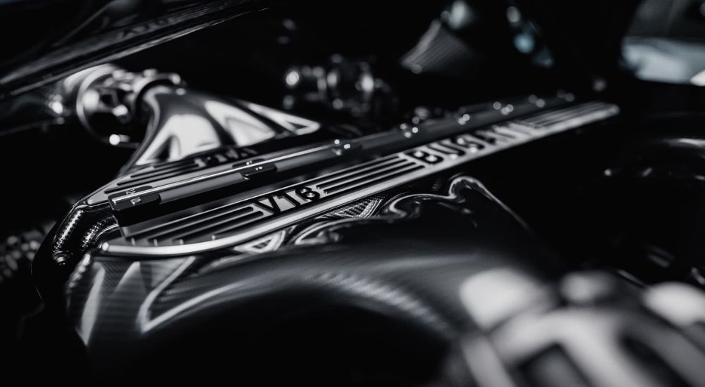 A close up shows the engine in a 2026 Bugatti Tourbillon.