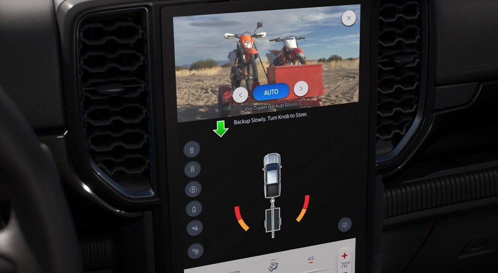 The Pro Trailer Backup Assist screen in a 2024 Ford Ranger for sale.