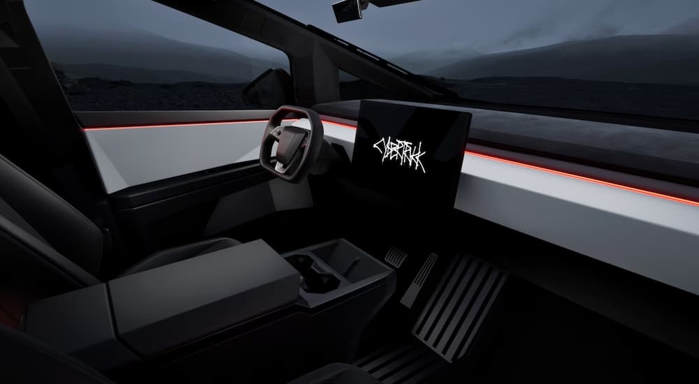 The cabin of a 2024 Tesla Cybertruck.