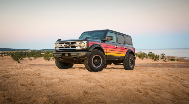 A grey 2025 Ford Bronco Free wheeling Edition is shown from the front at an angle.