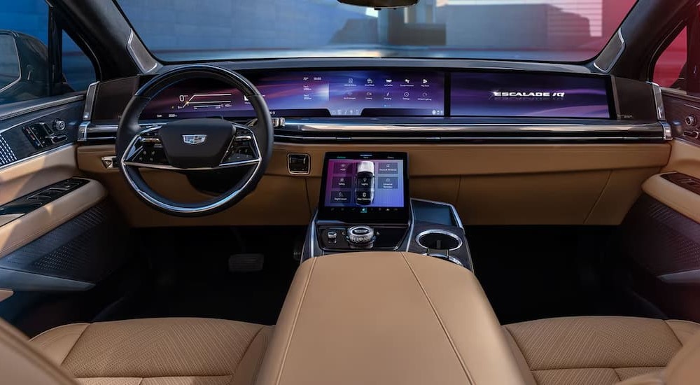 The tan interior in a 2025 Cadillac Escalade IQ.