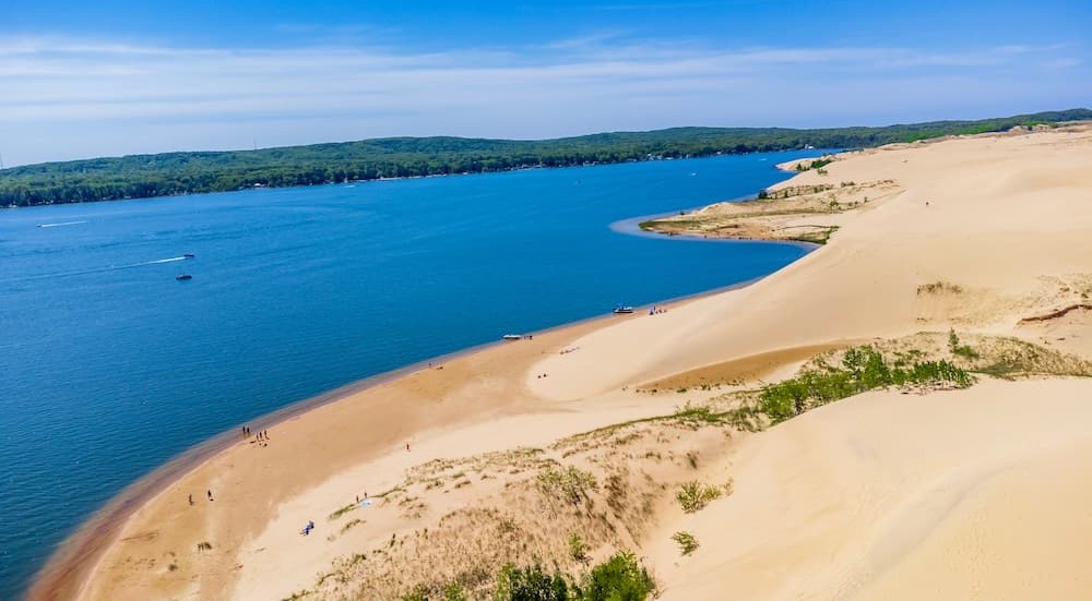 Silver Lake Sand Dunes on a sunny day.