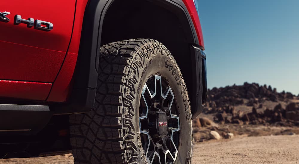 Close-Up of a tire and rim on a 2025 GMC Sierra 2500 AT4X