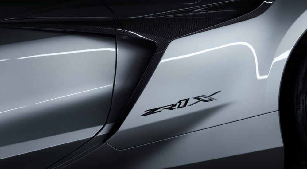 The decal on the side of a silver 2026 Chevy Corvette ZR1X after leaving a Chevy dealer.