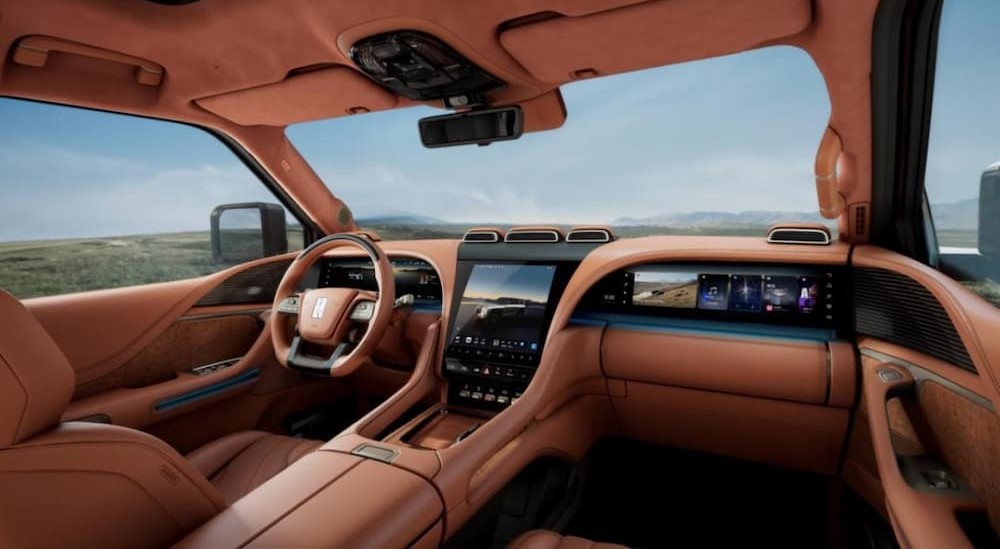 The brown interior and dash in a BYD Yangwang U8 Premium Edition.