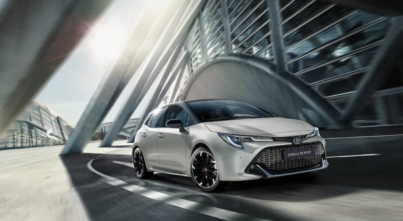 A 2026 Toyota Corolla GR Sport driving on a track
