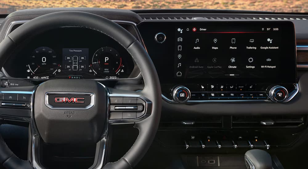 Infotainment display and digital gauge clusters in a 2026 GMC Canyon