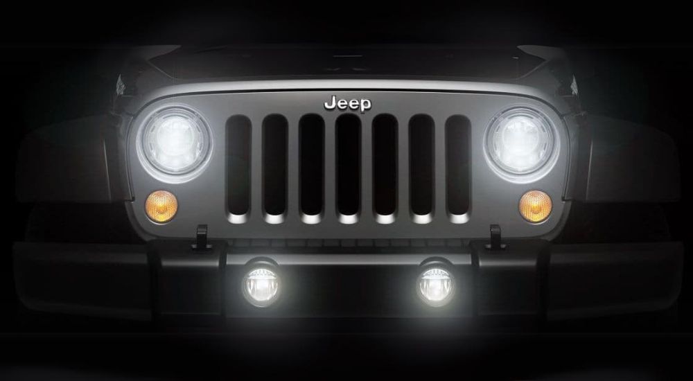 Headlights on a black 2011 Jeep Wrangler