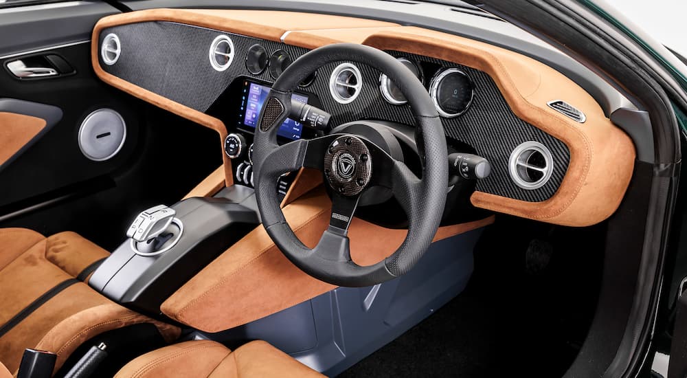 Steering wheel and dashboard in a Caterham Project V