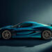 A blue 2025 Rimac Nevera from the side.