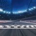 The finish line on a racetrack.